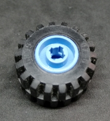 Lego kolo 11mm x 21mm - křížový malý pin modrý