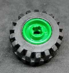 Lego kolo  11mm x 21mm - křížový pin zelené