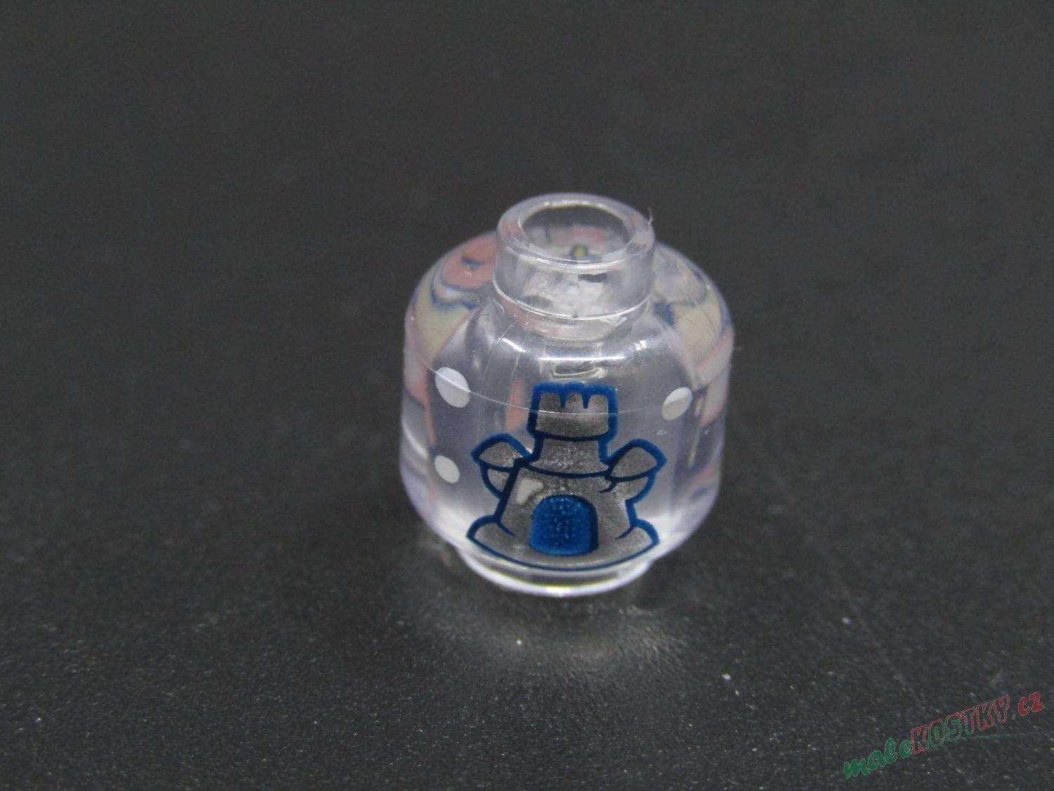 Lego hlava figurky - průhledná - s potiskem - ryba v akvárku