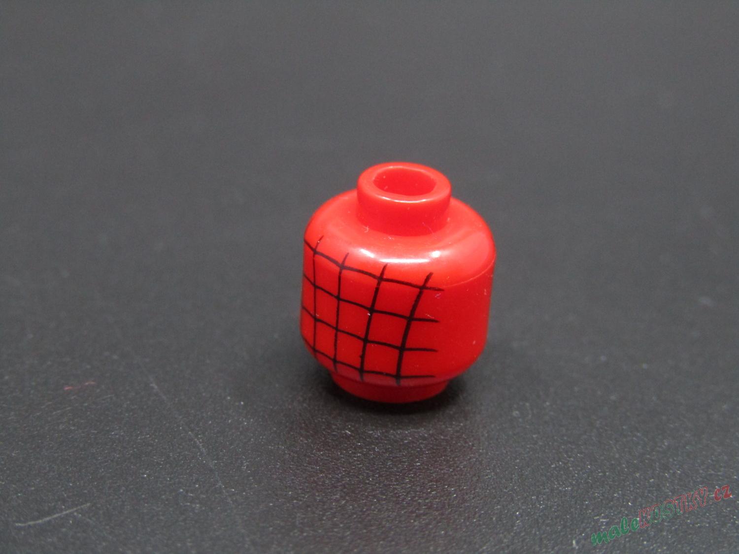 Lego hlava figurky - červená - s potiskem - Spiderman