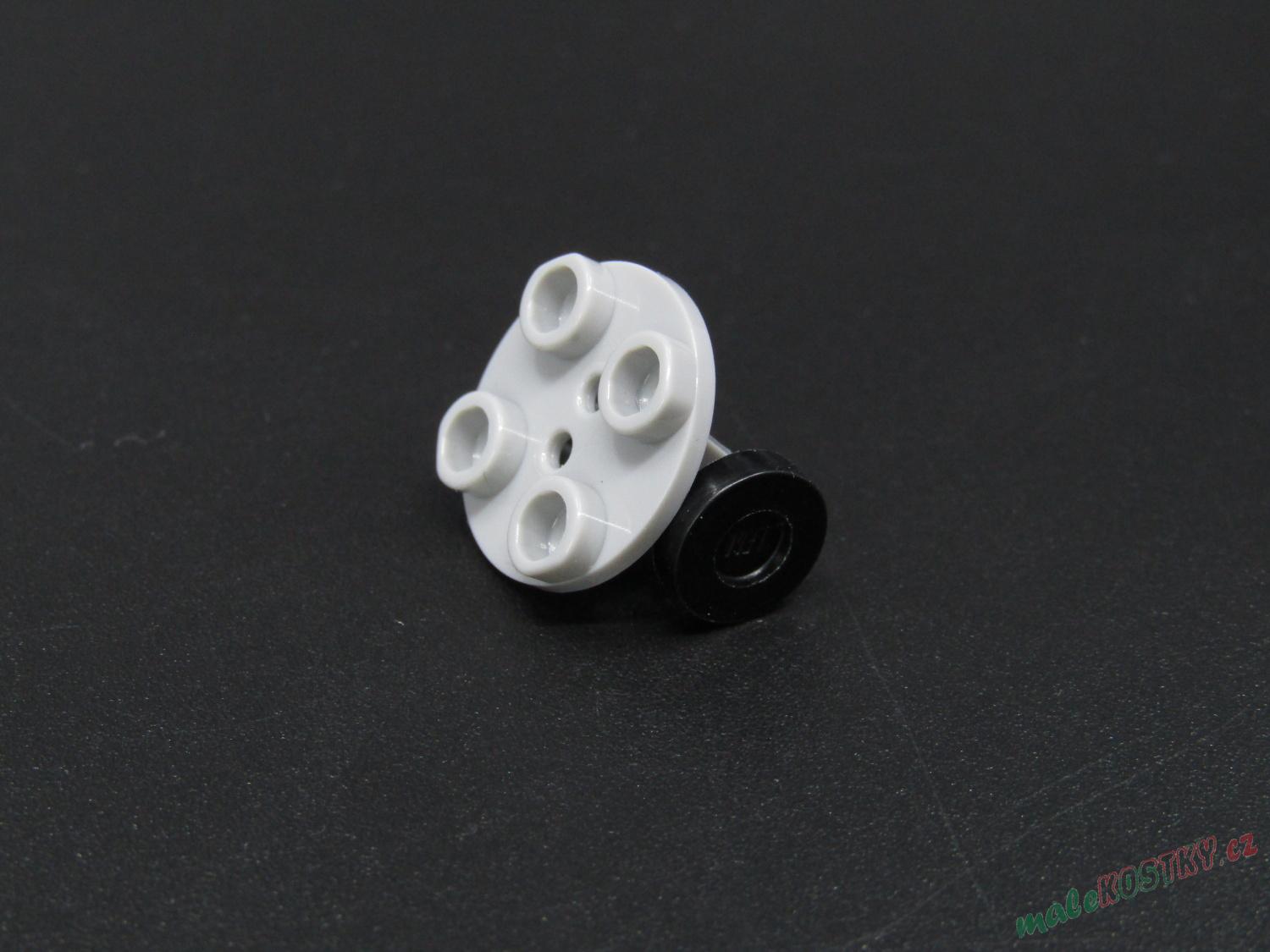Lego destička kulatá - s černými koly- světle šedá