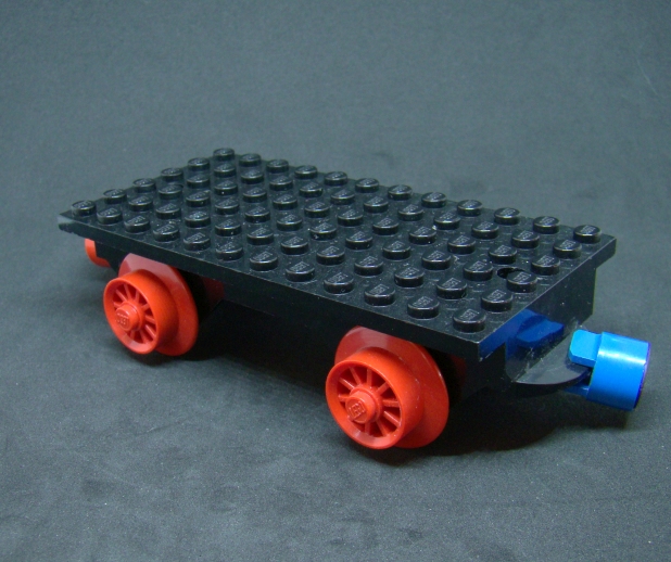 Lego vlakový podvozek 6x12 s koly a magnety - červený/modrý