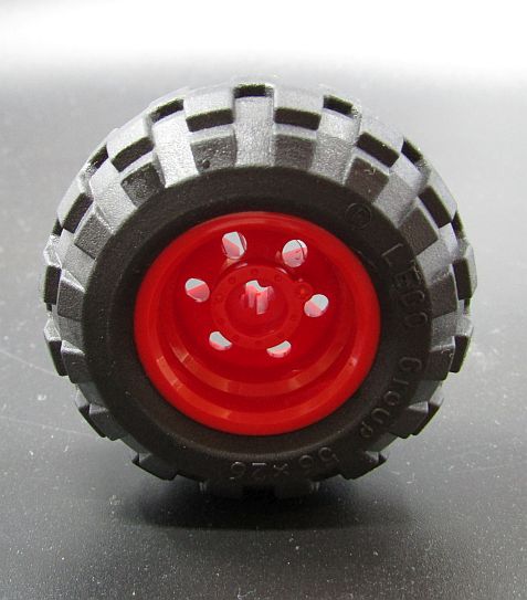 Lego kolo pneu+disk 30.4x20mm - červený