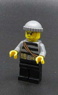 Lego city figurka lupič - ODŘENÝ OBLIČEJ