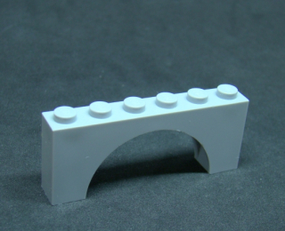 Lego most oblouk 1x6 - světle šedý - light bluish gray