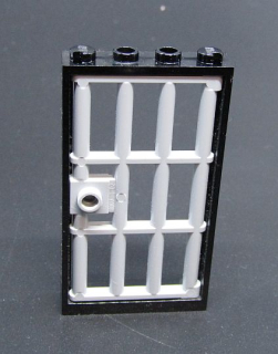 Lego mřížové dveře 1x4x6 - černé + světle šedá