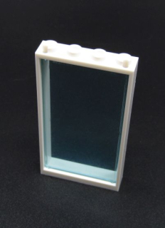 Lego rám okna 1x4x6 s průhledně modrým sklem - bílý