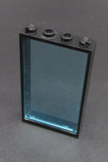 Lego rám okna 1x4x6 s průhledně modrým sklem - černý