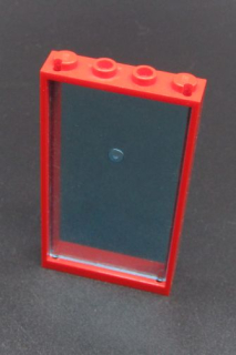 Lego rám okna 1x4x6 s průhledně modrým sklem - červený