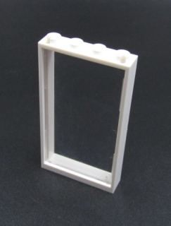 Lego rám okna 1x4x6 s čirým sklem - bílý