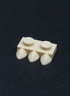 Lego destička speciální se 3 zuby - béžová