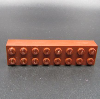 Lego kostička 2x8 hnědá - reddish brown