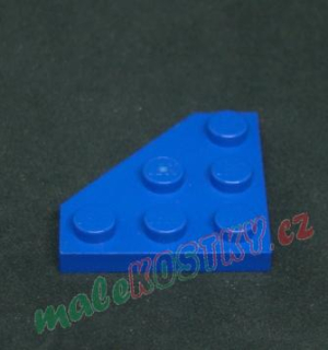 Lego destička klín 3x3 zkosený roh modrá