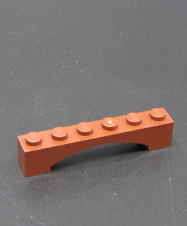 Lego most oblouk nízký 1x6 - hnědý - redish brown