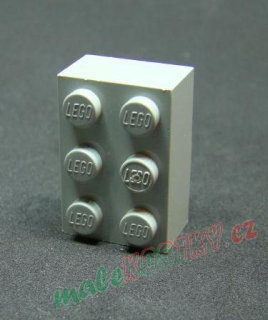 Lego kostička 2x3 šedá - light bluish gray