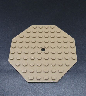 Lego destička 10x10 osmiúhelník - tmavě béžový