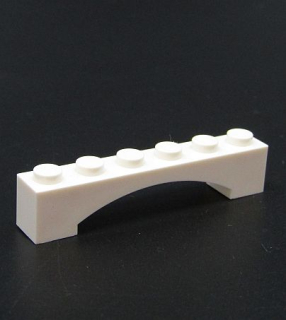 Lego most oblouk nízký 1x6 - bílý