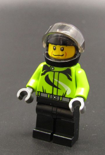 Lego figurka city - závodník - PRASKLÉ TĚLO + RUCE