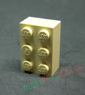 Lego kostička 2x3 béžová