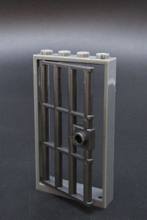 Lego dveře tmavě šedé s leskle tmavě šedou mříží - 1x4x6