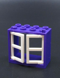 Lego okno  2x4x3 - fialové/bílé