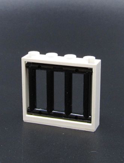 Lego okno bílé s mříží černou 1x4x3