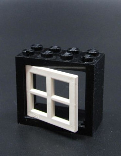 Lego rám okna s oknem 2x4x3 - černo/bílé