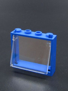 Lego okno 1x4x3 s vyklápěcím sklem - modré/průhledné bílé