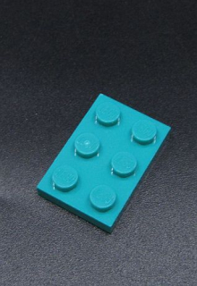 Lego destička 2x3 tmavě tyrkysová