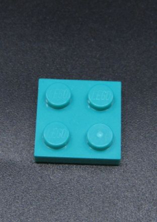 Lego destička 2x2 tmavě tyrkysová