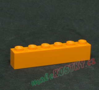 Lego kostička 1x6 oranžová 