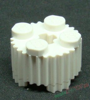 Lego kostička kulatá 2x2 vroubkovaná bílá