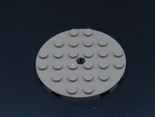 Lego kulatá destička 6x6 - tmavě béžová