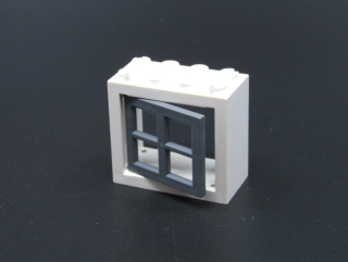 Lego rám okna s oknem 2x4x3 - bílo/tmavě šedá