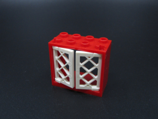 Lego rám okna s okenicemi 2x4x3 - červeno/bílé