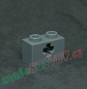 Lego Technic kostička kříž 1x2 tmavě šedá - dark bluish gray