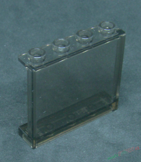 Lego panel 1x4x3 s bočníma podpěrama - průhledný černý
