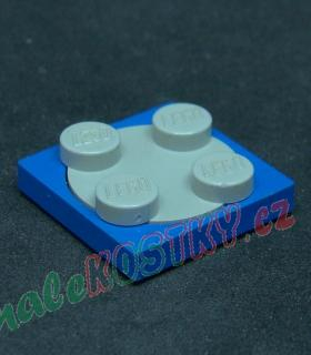 Lego destička 2x2 otočná - modrá-světle šedá - light gray