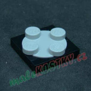 Lego destička 2x2 otočná - černá - světle šedá - light gray