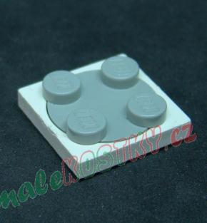 Lego destička 2x2 otočná - bílá-světle šedá - light bluish gray