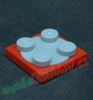 Lego destička 2x2 otočná - červená-světle šedá - light bluish gray