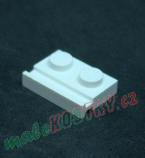 Lego destička speciální s drážkou - bílá