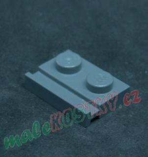 Lego destička speciální s drážkou - tmavě šedá - dark bliush gray