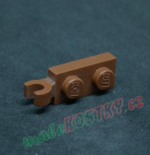 Lego destička s klipem 1x2 hnědá - reddish brown