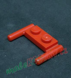 Lego speciální destička 1x2 s držáky červená