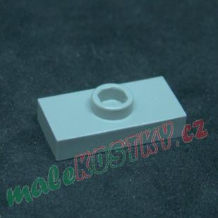 Lego destička s pinem uprostřed - světle šedá -light gray