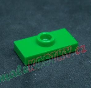 Lego destička 1x2 s pinem uprostřed - zelená