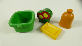 Playmobil pytel, misky a zeleň