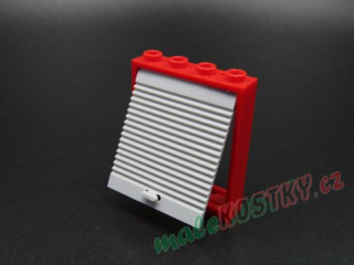 Lego okno 1x4x4 - červeno-světle šedé