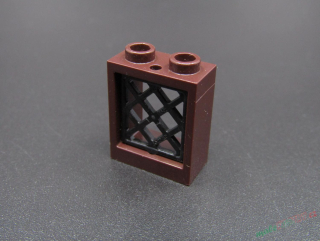 Lego okno s mřížkou - 1x2x2 - tmavě hnědé